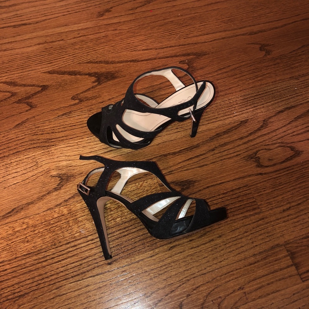 Platform black sparkle heels